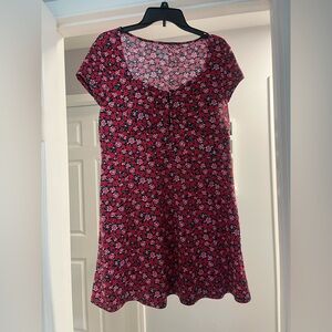 Floral Print Dress in Red and Pink
